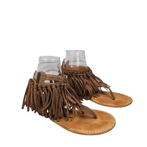 Not Rated Sandals Womens Size 8 B Brown Fringe Gladiator Zip Ankle NRSA0065-251